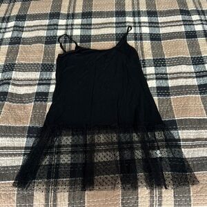 Easel Black Camisole with Sheer Polka Dot Hem